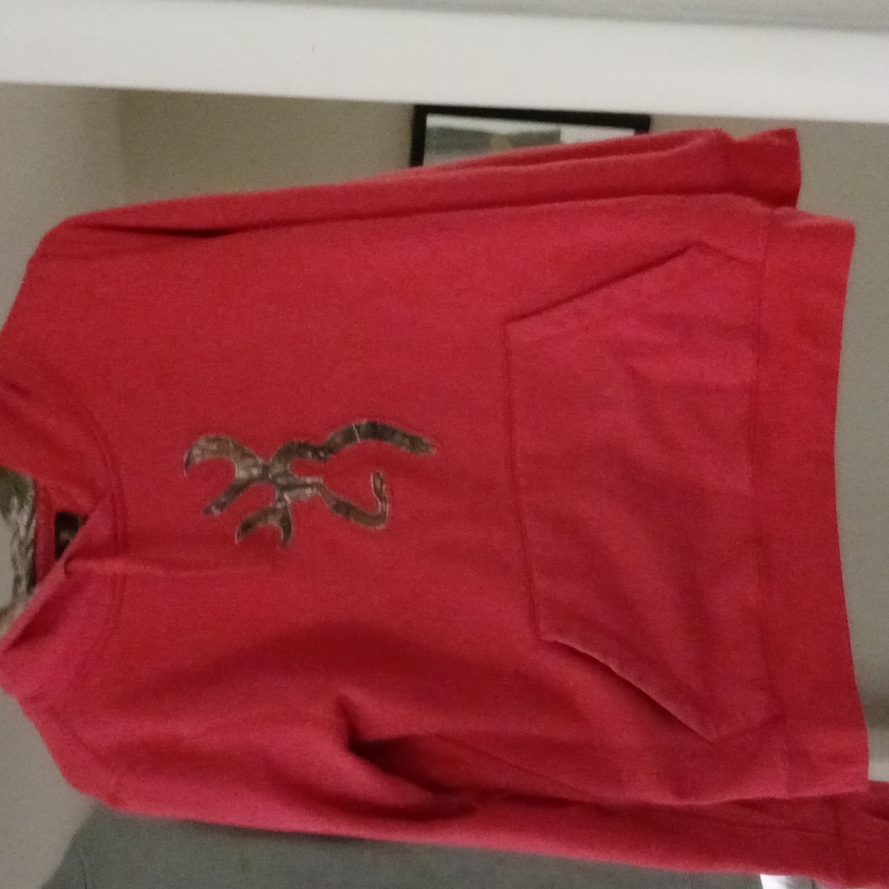 Womens browning hoodie size M pink with camo hood